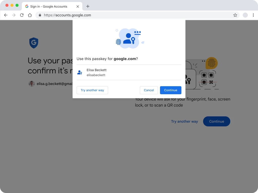 Cybersecurity Jungle How Passkeys Work Pros And Cons Google Sign In Screen